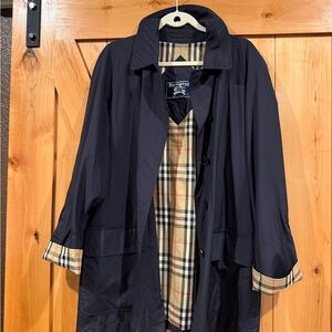 Burberry Black Coat with Plaid Accents